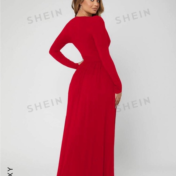 Red/XL/Maxi Dress/Double-Split/Extended V-Neck/New with tag - Picture 4 of 4